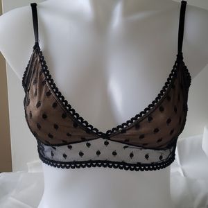 Pretty Little Thing Serena Black Dobby Bra M 8-10 NWT